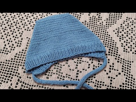 Видео: Чепчик спицами для новорождённого // мастер класс