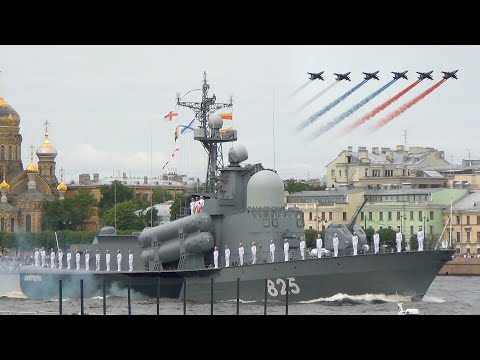 Видео: Парад ВМФ 2021 с Английской набережной, Санкт-Петербург. Navy parade, St. Petersburg.