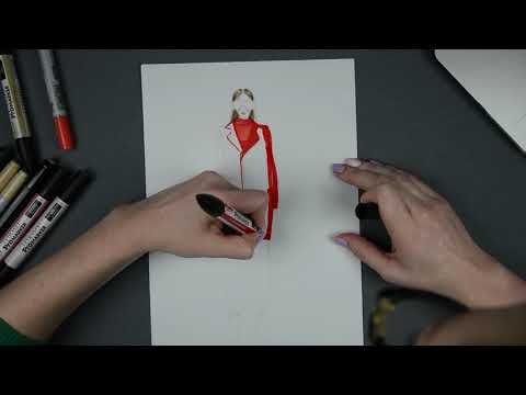 Видео: Fashion иллюстрация. Рисунок маркерами