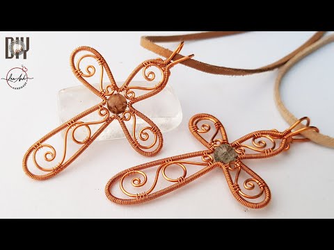 Видео: Крест кулон - ювелирные идеи на Рождество из медной проволоки 424