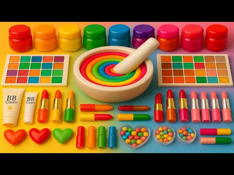 Видео: ASMR DIY слайм видео 🌈 Радужный слайм с косметикой, тенями, уходом и блёстками