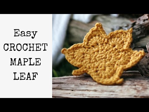 Видео: Вязаный крючком кленовый лист — простая подставка под стакан с кленовым листом для начинающих