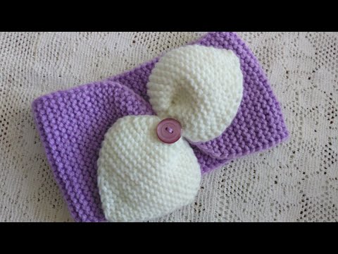 Видео: Красивая вязаная повязка на голову для девочки спицами.