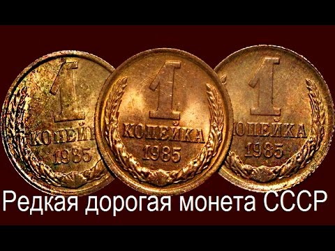 Видео: 1 копейка СССР 1985 год, редкая,  дорогая разновидность Ф171 шт1 42