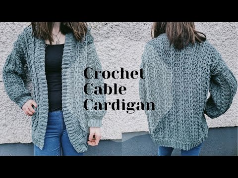 Видео: Кардиган-свитер крючком, размер S-5XL