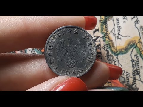 Видео: Монета 10 рейхспфеннигов Третий Рейх Германия 1940