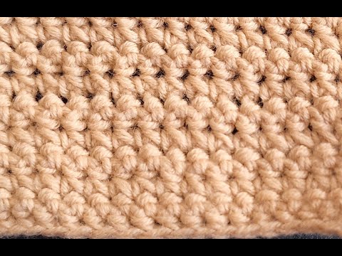 Видео: Плотный узор крючком и ровный край при провязывания столбиков без накида.