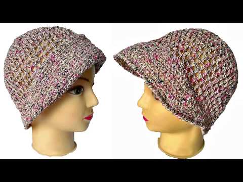 Видео: Вязание крючком: летняя шапка с козырьком #lusi_ten