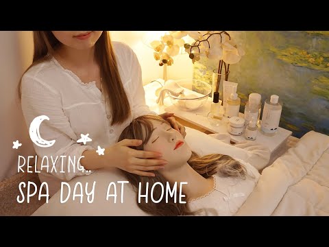 Видео: ASMR Расслабляющий спа-уход на дому 🌛 уход за лицом, массаж кожи головы, расчесывание волос