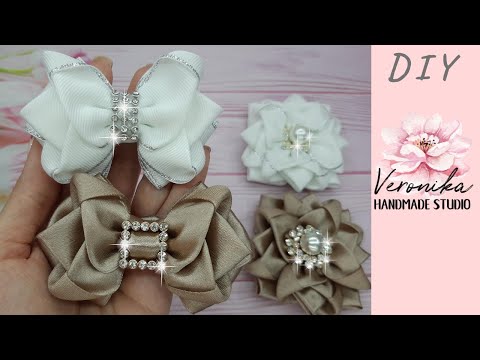 Видео: Стильные бантики Крокусы в комплект к школьной броши МК 🎀 Chic ribbon Bow DIY🎀 Laço flor de fita n 9