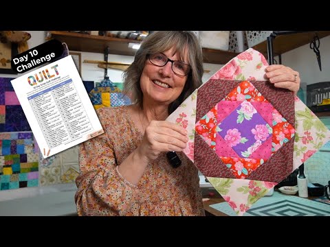 Видео: Блок «Квадрат в квадрате» из лоскутных уголков — лоскутное шитьё QAYG, день 10