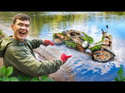 Видео: Достали МОТОЦИКЛ и другие находки Во время магнитной рыбалки! Сможем ли мы его запустить?