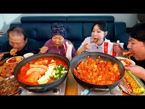 Видео: Лучшее тушеное кимчи и пикантная жареная маринованная свинина - кулинарное шоу Мукбанг