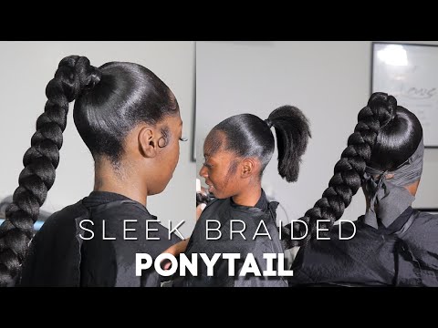 Видео: Гладкий плетеный хвост средней высоты! | Натуральная форма | Iamroxybennett Ponytails