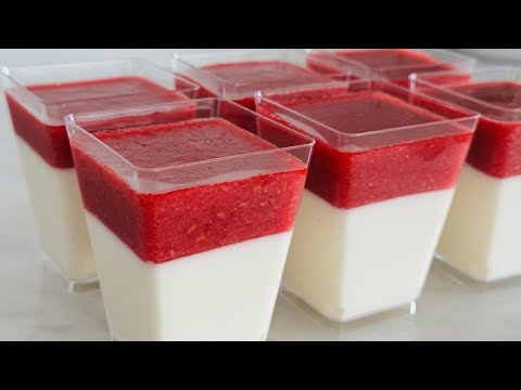 Видео: ПАНА-КОТА з малиновим желе||Десерт без випічки||Panna Cotta 