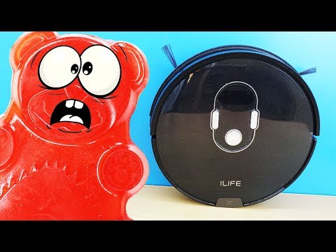 Видео: ЧЕЛЕНДЖ ЖЕЛЕЙНЫЙ МЕДВЕДЬ ВАЛЕРА ПРОТИВ РОБОТА ПЫЛЕСОСА ILIFE A7