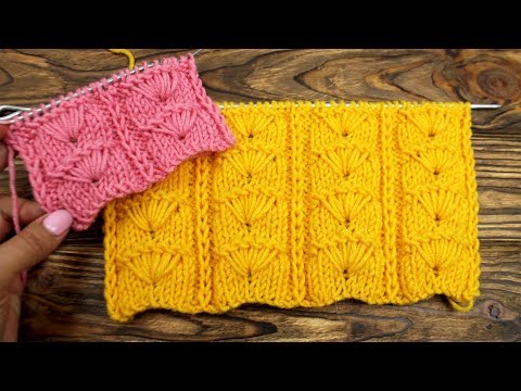 Видео: Осенний вязаный узор спицами. Узор Одуванчик или Веера