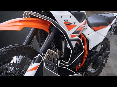 Видео: Как установить защиту картера и дуги безопасности Tusk Quiet Glide Adventure на KTM 390 ADV/Enduro R