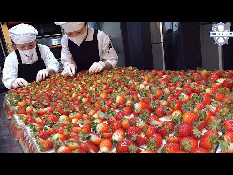 Видео: Приготовление клубничного торта / корейская уличная еда