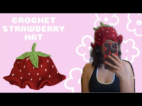 Видео: Урок по вязанию крючком шляпки-клубники на стебле (для начинающих)