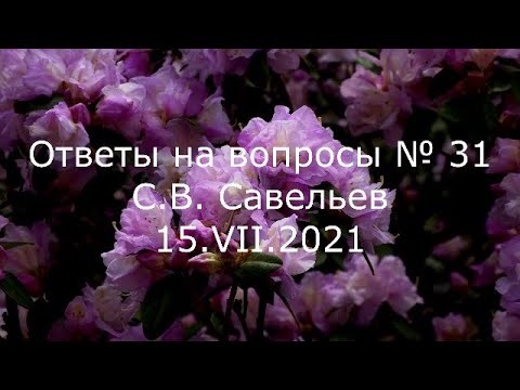 Видео: С.В. Савельев - Ответы на вопросы
