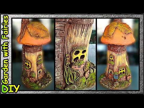 Видео: Домик-Гриб: использовала стеклянную бутылку и самодельную глину для лепки.