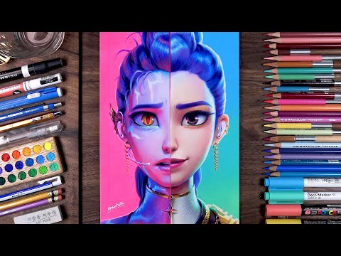 Видео: Рисунок HUNTR/X: Руми - KPop Demon Hunters