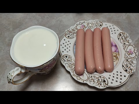 Видео: 1 стакан кефира + 4 сосисок! 10 минут и Вкуснота на столе. В миг улетают со стола.