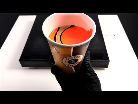 Видео: Акриловая заливка с тремя цветами - рефлекс оранжевый - черный и золотой