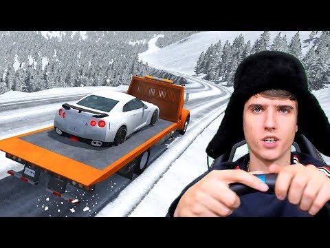 Видео: ЭВАКУАТОР НА ЗИМНЕМ СПУСКЕ С ДОРОГИМИ МАШИНАМИ ! - BEAMNG DRIVE