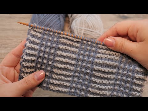 Видео: Двухцветный узор для мужского шарфа спицами 🧣 Two color knit scarf pattern