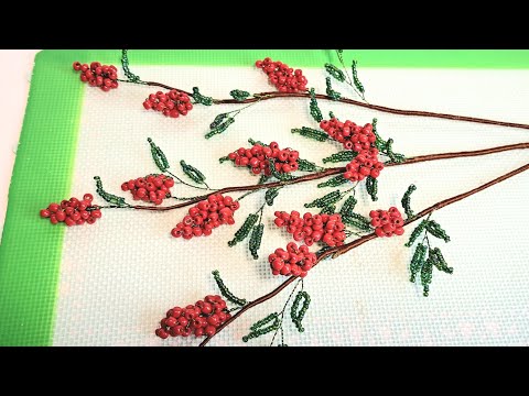 Видео: Декоративные зимние веточки из бисера МК от Koshka2015 - цветы из бисера, бисероплетение Beads