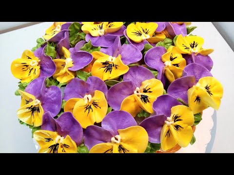 Видео: Тортик Анютины глазки(крем БЗК). /Cake Pansy(protein custard).