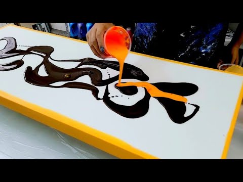 Видео: "Солнце пустыни" ~ Ярко-оранжевая и золотая абстрактная акриловая живопись ~ Fluid Art