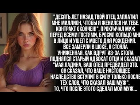 Видео: На моем празднике муж заявил "Я женился на тебе за миллион!". Но он не знал, что адвокат моего отца?