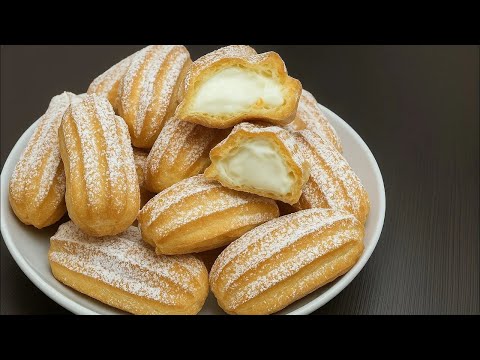 Видео: Заварные пирожные с творожным кремом — тают во рту!