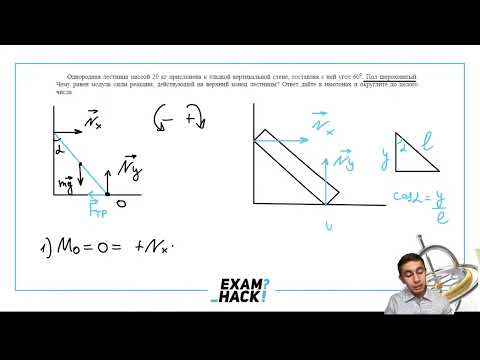 Видео: Однородная лестница массой 20 кг прислонена к гладкой вертикальной стене, составляя с ней - №30596