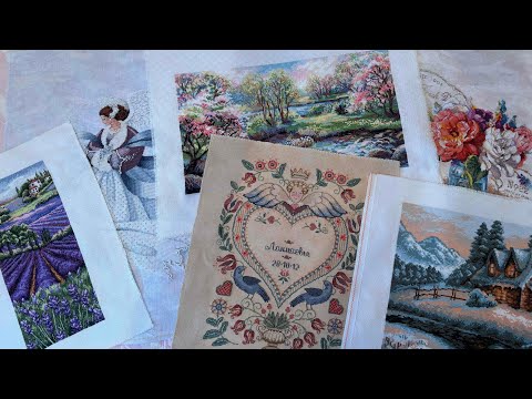 Видео: Оформила пять вышивок/ Новые картины/Ангелы от Lavender and Lace/Риолис/Anchor/Dimensions