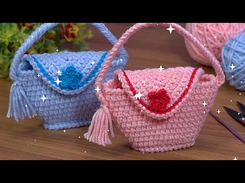Видео: fantastic!!!🥰Crochet mini basket handbag/knitting mini purse/Tığ işi mini sepet çanta/мини-кошелек