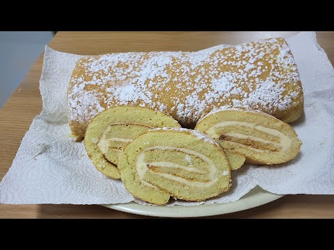 Видео: Бисквитный рулет, который получается у каждого!