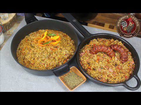 Видео: Критараки - паста в двух вариантах | Веганский с овощами и с овощами и деревенской колбасой