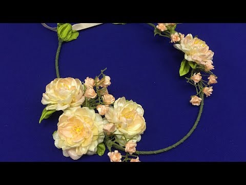 Видео: Ribbon flowers.Hair crown/Corona con flores/Веночек с цветами из лент 2.5см