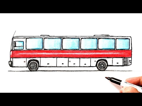 Видео: Как нарисовать Автобус Икарус