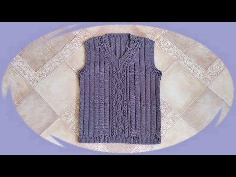 Видео: Мужской жилет спицами.МК.