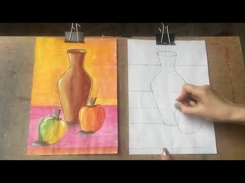 Видео: Здравствуйте. Тема « Ваза с яблоком» от 15.01.21 натюрморт. Акварель,гуашь.