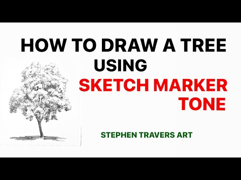 Видео: Как нарисовать дерево маркером Sketch Tone