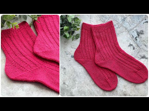 Видео: 🔥САМЫЕ УДОБНЫЕ НОСКИ🔥. Носки - с пяткой СТРОНГ. Вязание спицами.