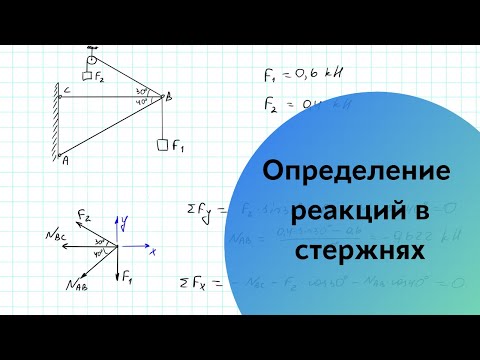 Видео: определение реакций в стержнях от действия грузов