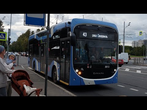 Видео: Троллейбус 43 | Синара-6254 | борт 3013 | Санкт-Петербург 