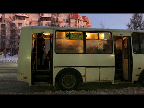 Видео: Архангельск. 4k PAZ buses Автобусы ПАЗ пробуксовывают.